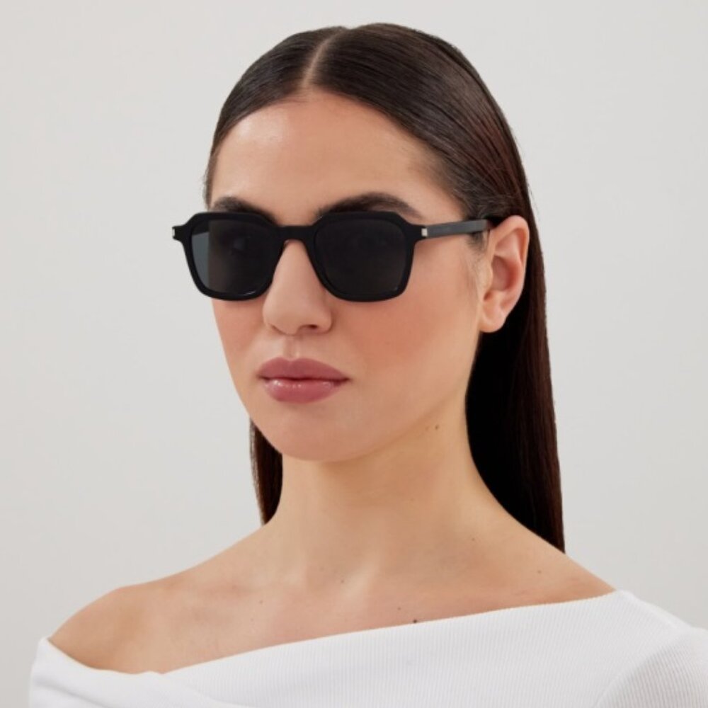 Saint Laurent Men Sunglasses Black Grey Square SL715 SLIM 001 BRAND NEW - Picture 10 of 11